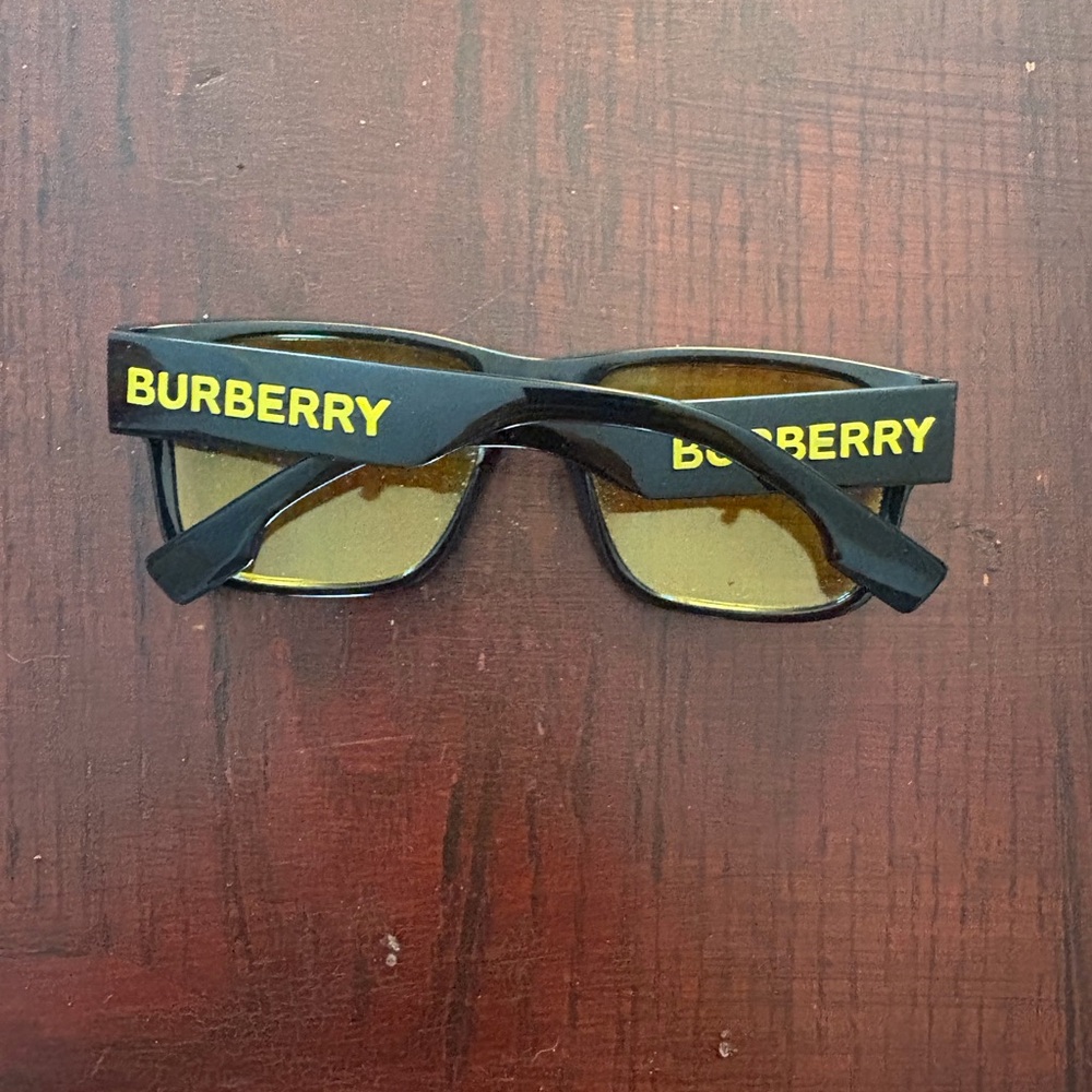Burberry Black Sunglasses with Yellow Logo Detailing